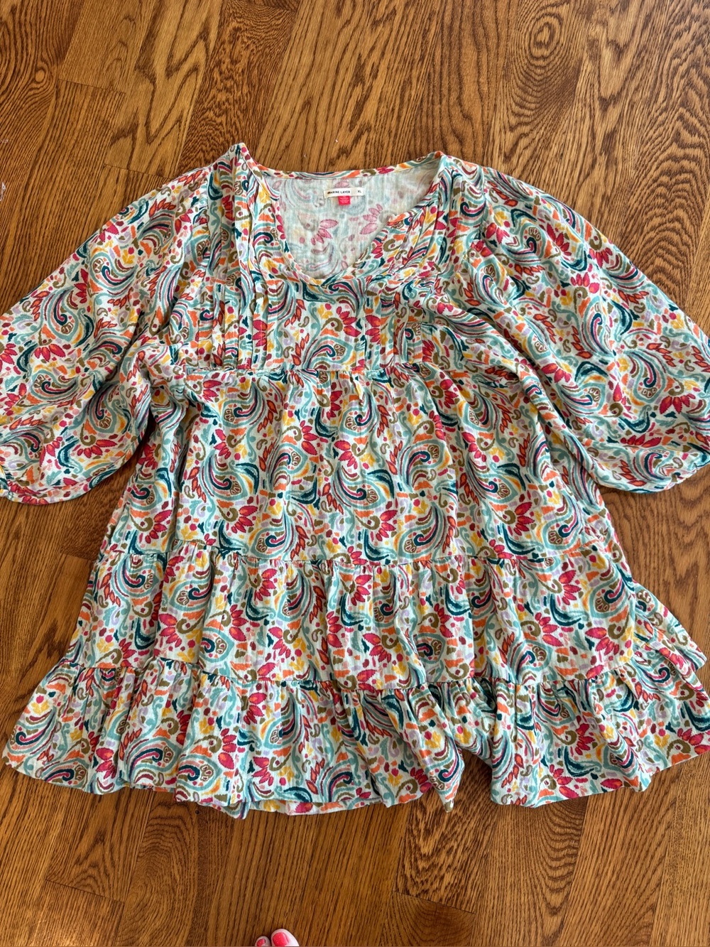Marine layer floral Paisley Ruffled Women’s Tunic Top - Multicolor